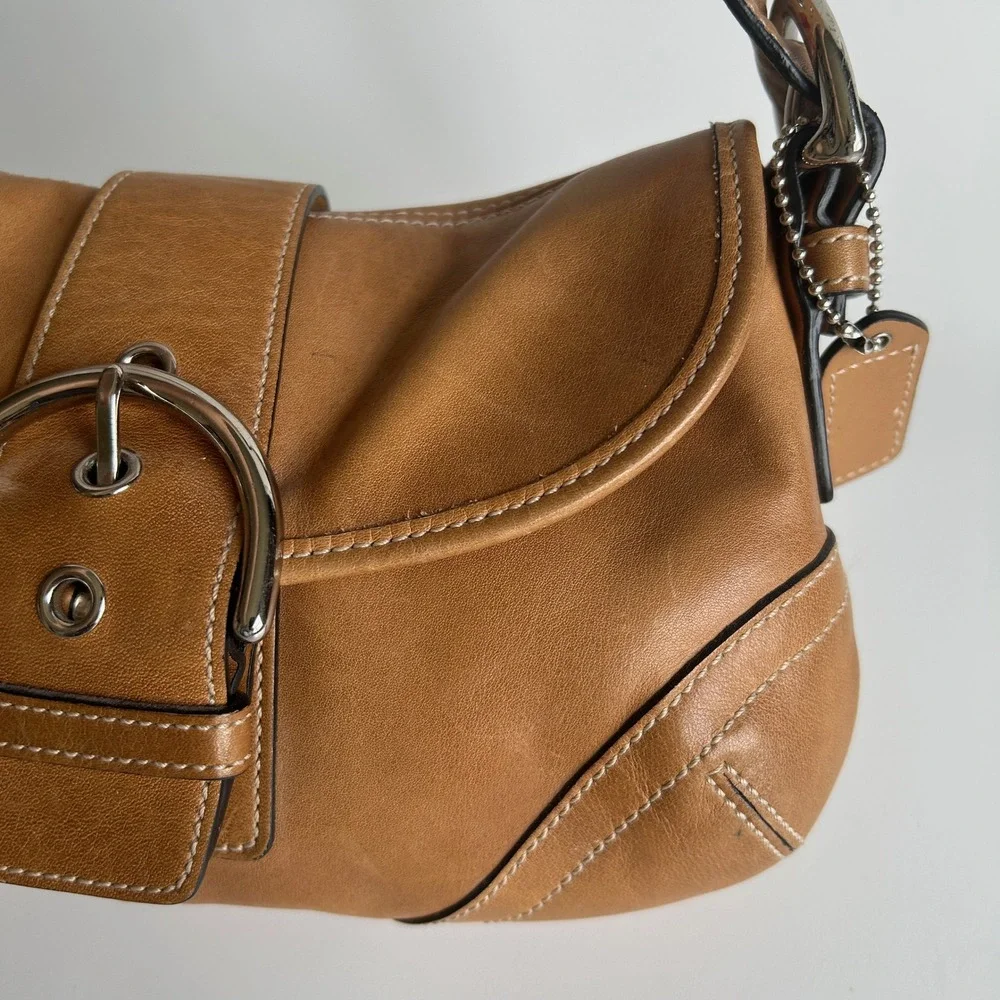 Coach Soho Tan Brown Leather Flap Shoulder Bag 9248 Good - Picture 4 of 12